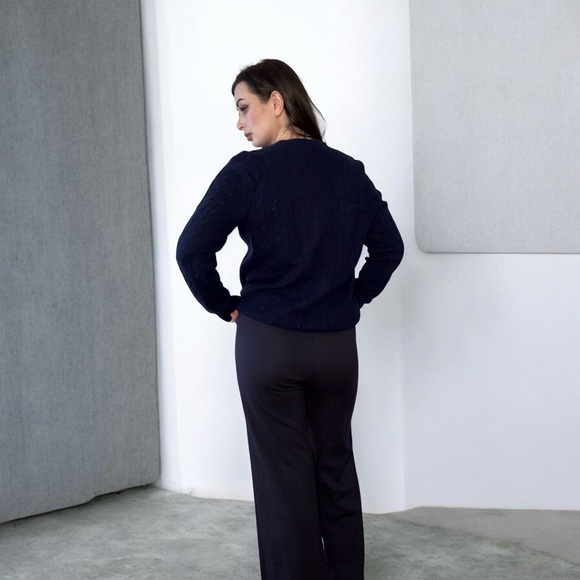 Polo Ralph Lauren Cashmere Cable Knit Sweater Navy Blue Crewneck Women’s L - Picture 2 of 10